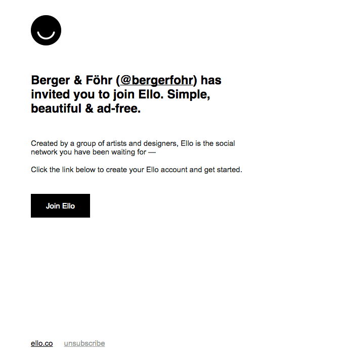You have been invited to join Ello