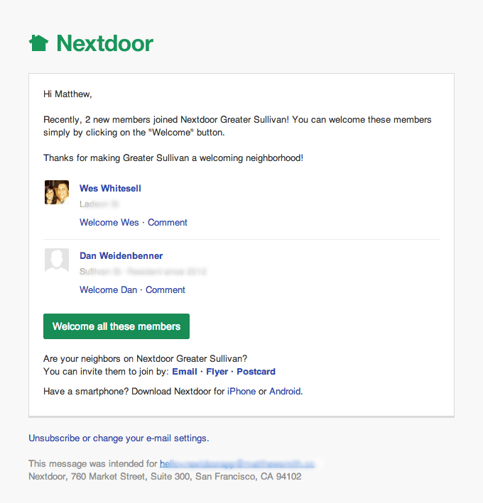 Onboarding and Retention Email Design from Nextdoor