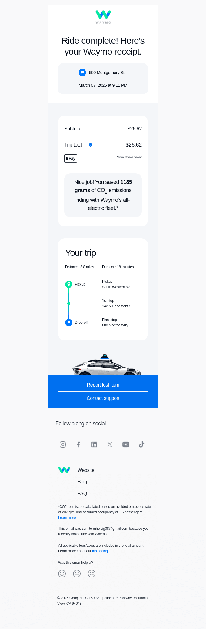 Thanks for riding with Waymo