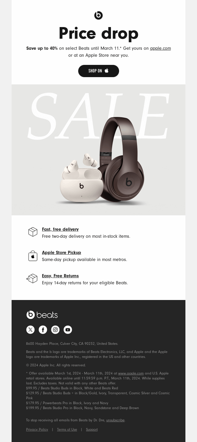 SALE: Up to 40% off select Beats