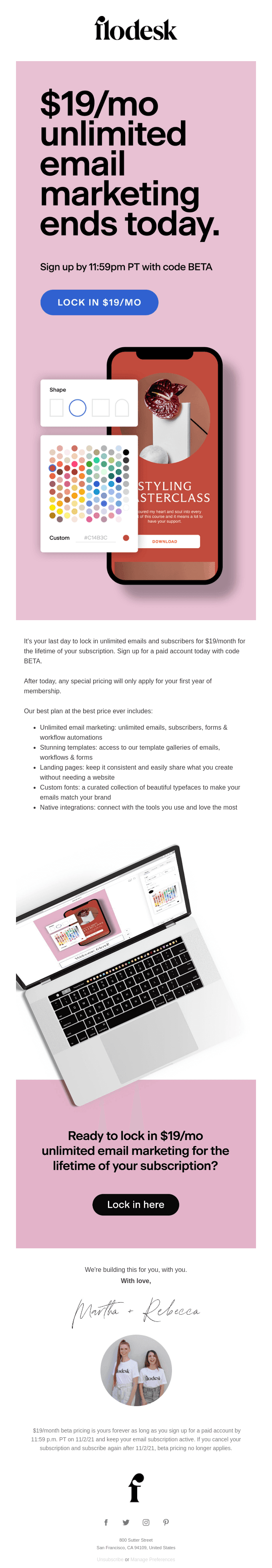 $19/mo unlimited email marketing ends today! 😱