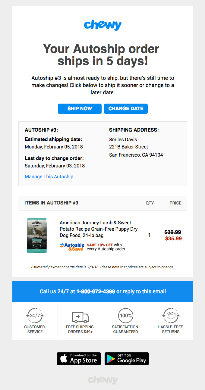 5 days until your Autoship order ships!