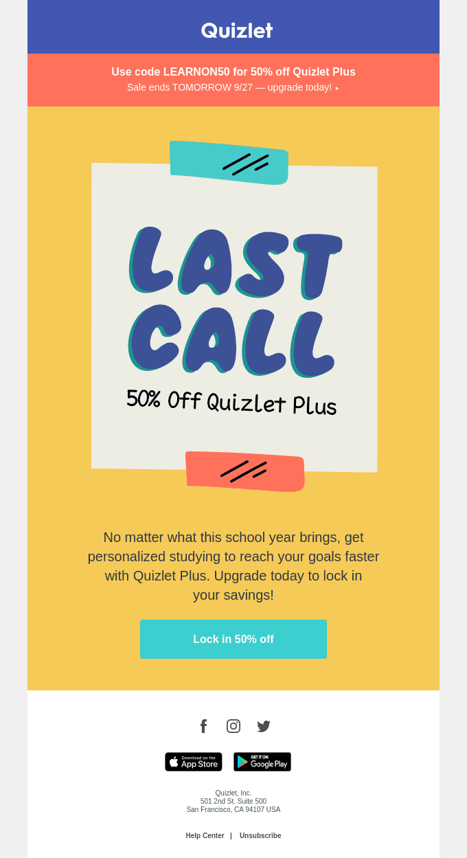 50% off ends tomorrow β°