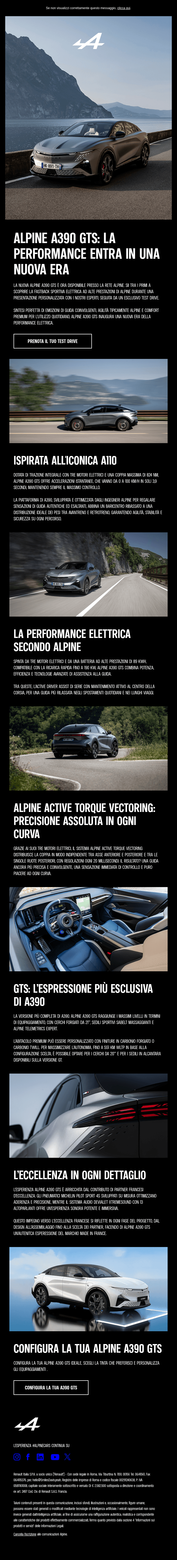Sii tra i primi a guidare la nuova Alpine A390 GTS