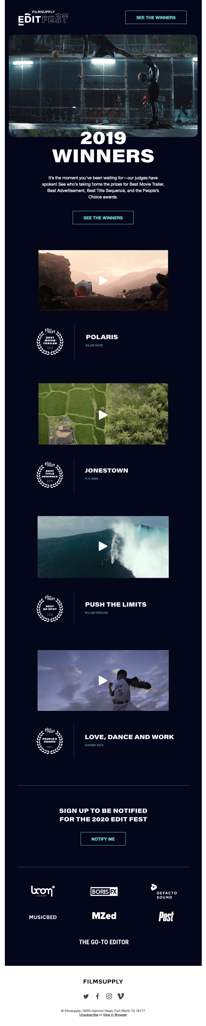 Announcing the 2019 Edit Fest Winners!