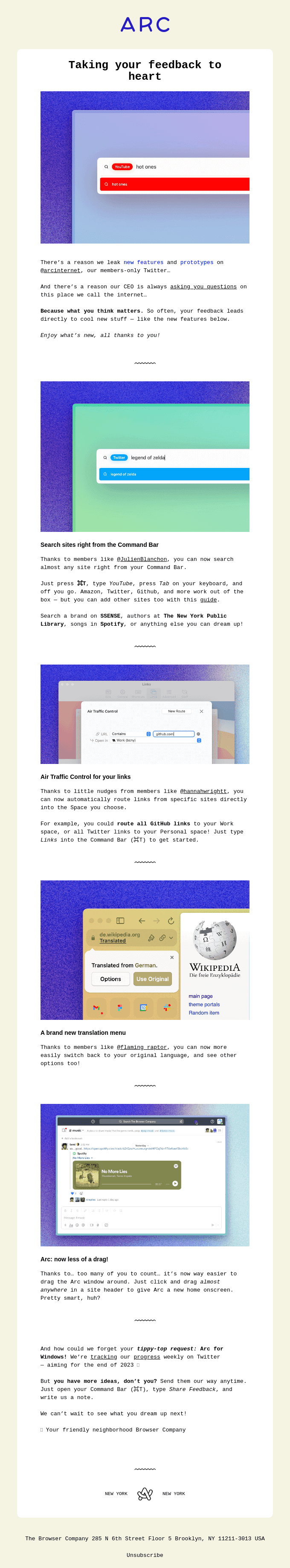 Arc Update | Your feedback = our new features