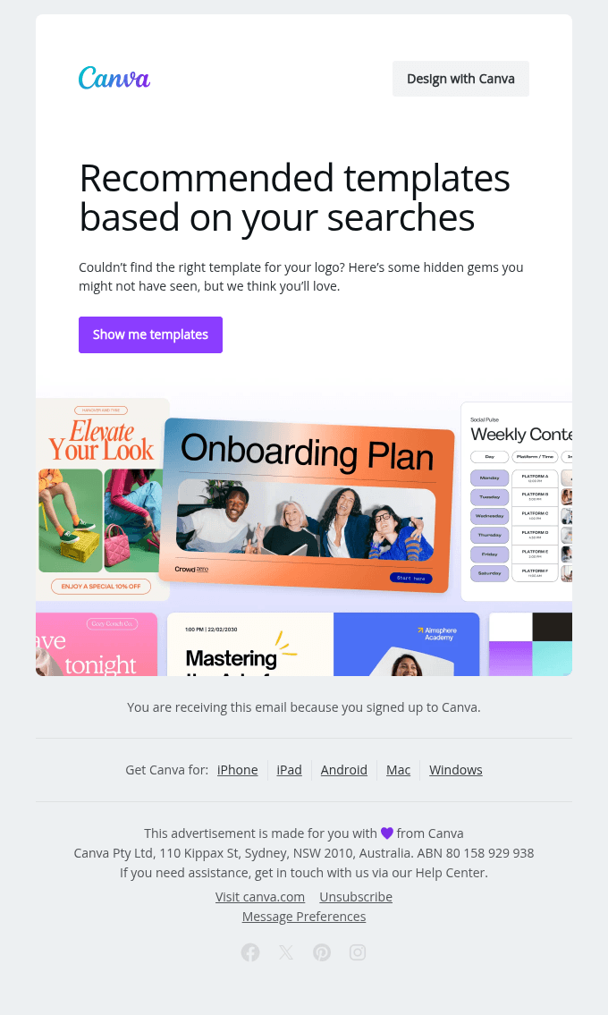 Recommended templates based on your search