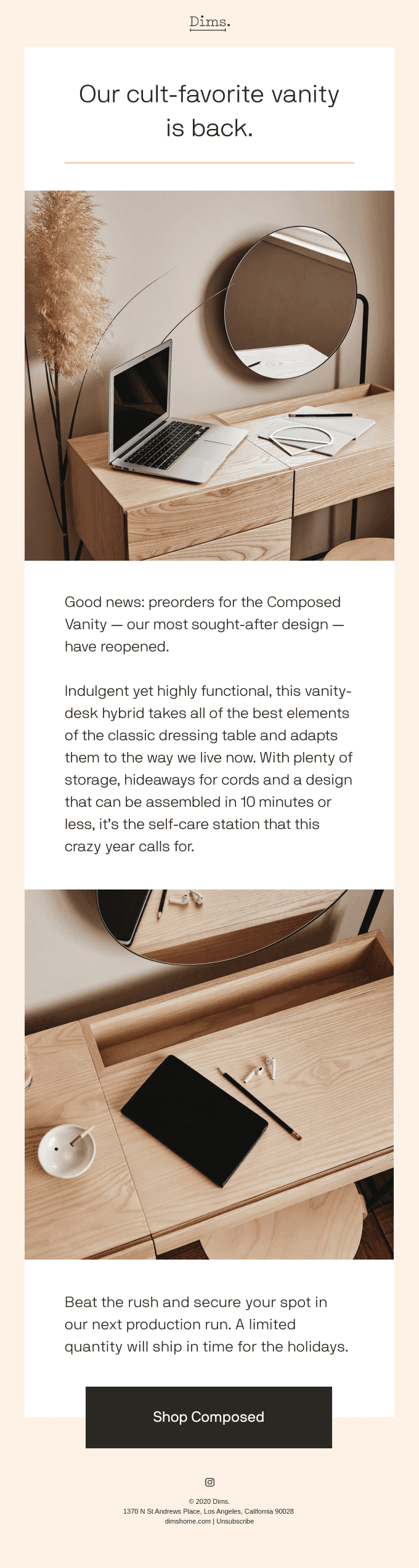 Composed Vanity — open again for preorders.