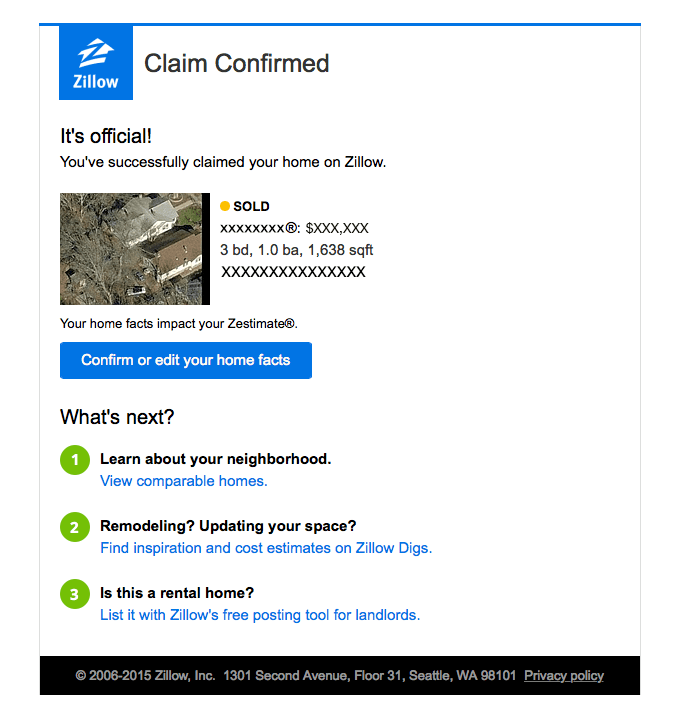 Confirmation: You Claimed Your Home