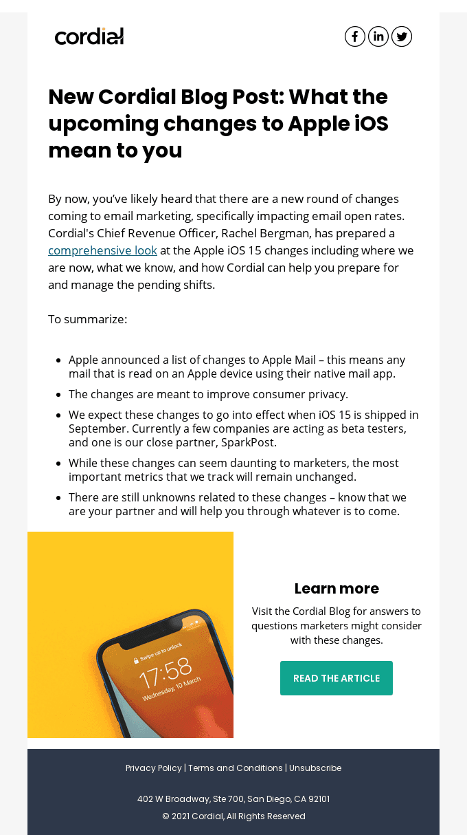 Cordial Blog Post: Upcoming iOS Privacy Updates
