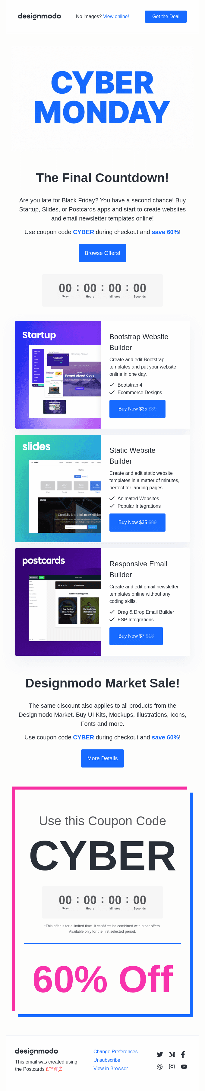 Cyber Monday: The Final Countdown! 60% OFF on Designmodo 🔥