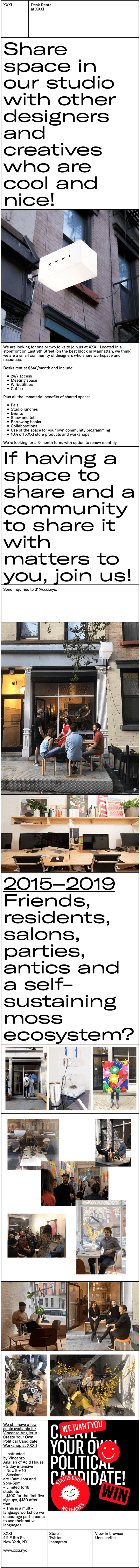 Desk available for rent at XXXI