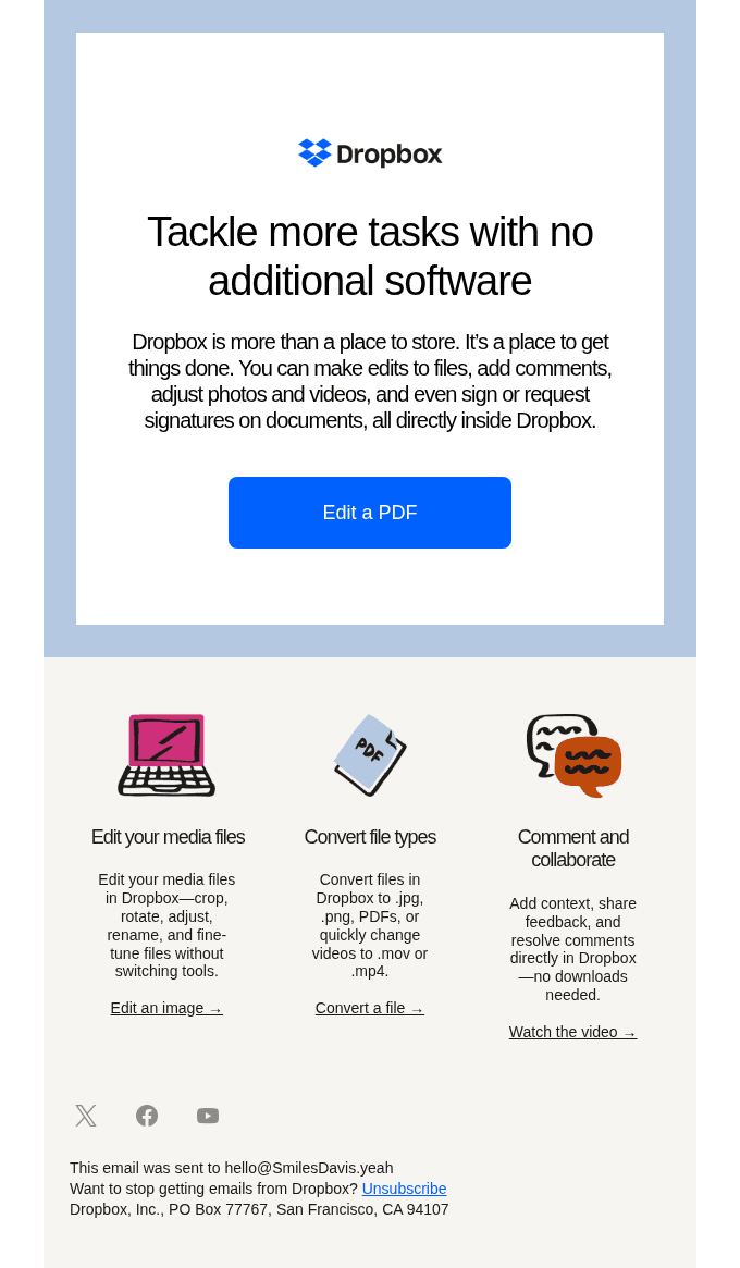 You can edit files directly in Dropbox