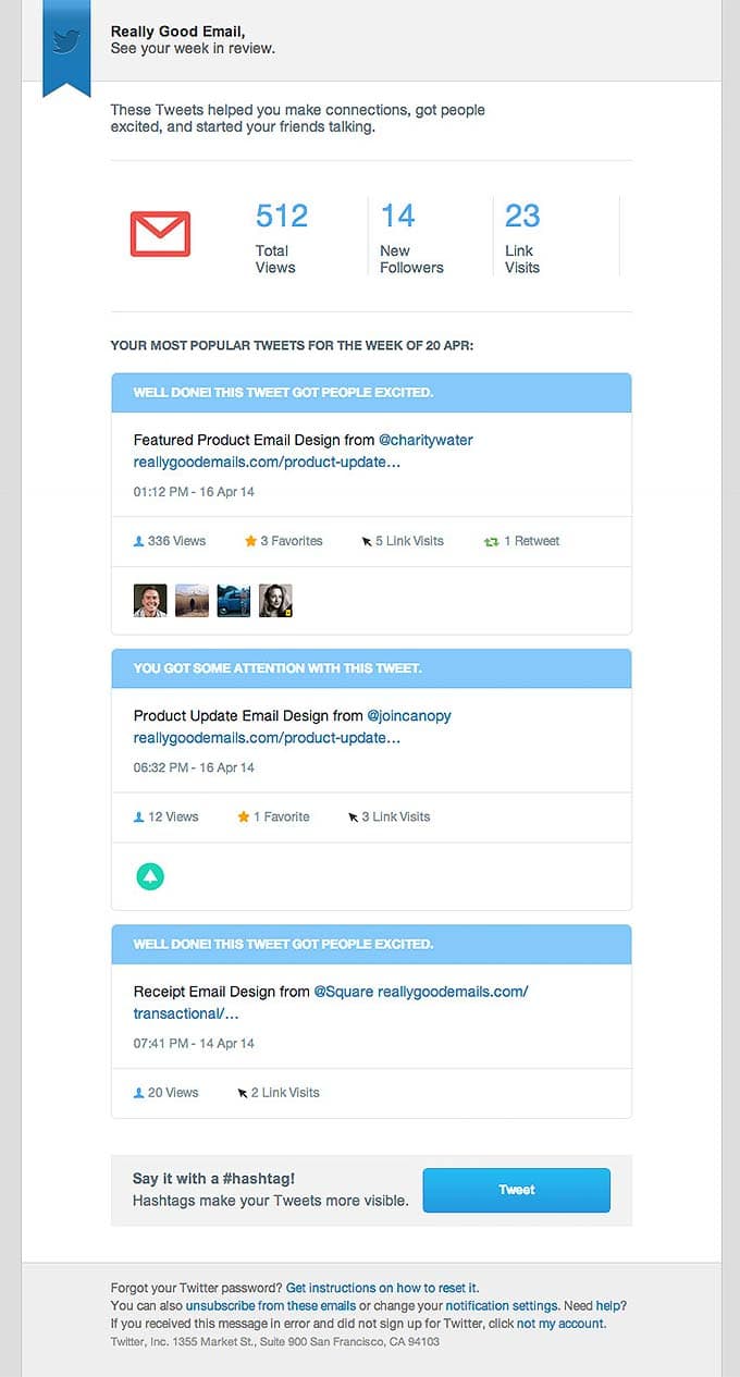 Email Digest Week in Review Design from Twitter