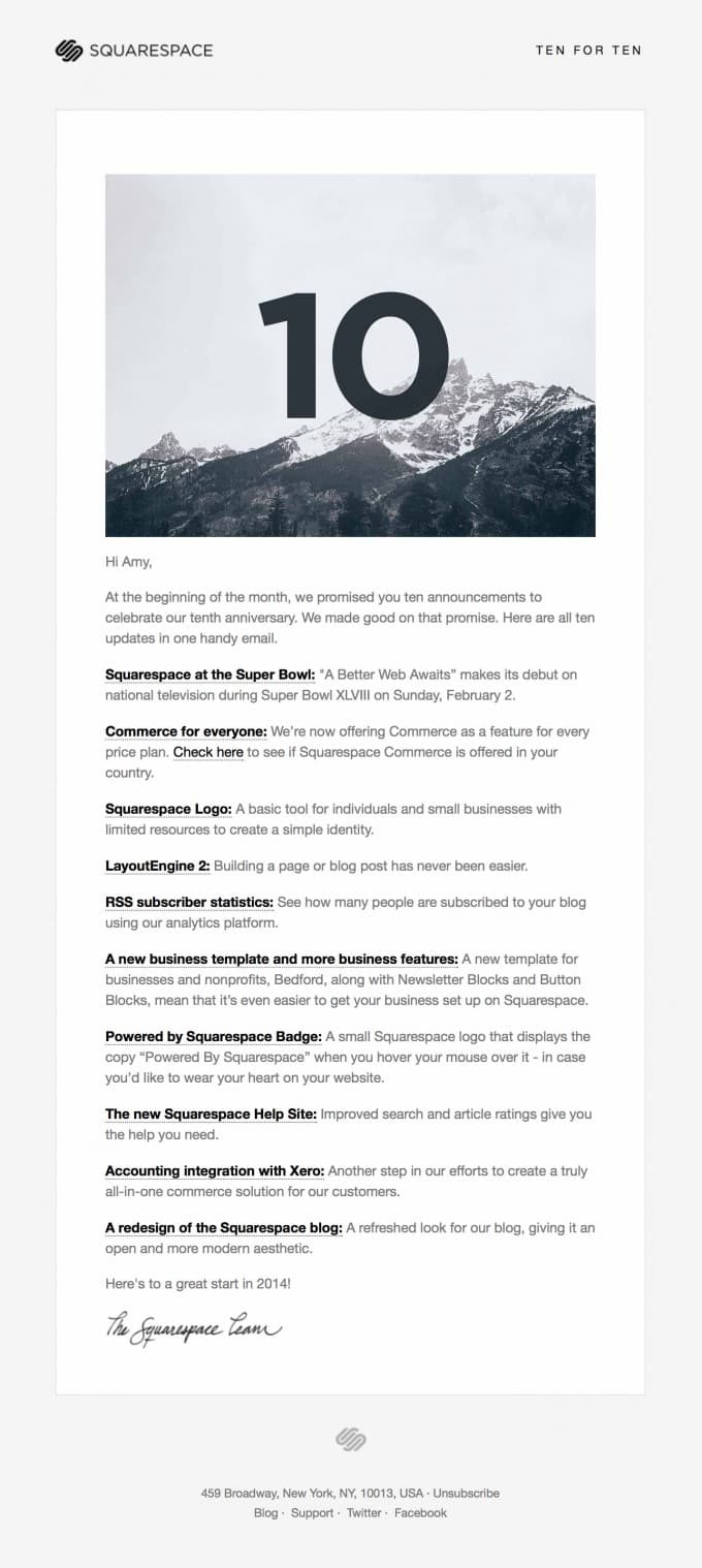 Email Newsletter Design from Squarespace