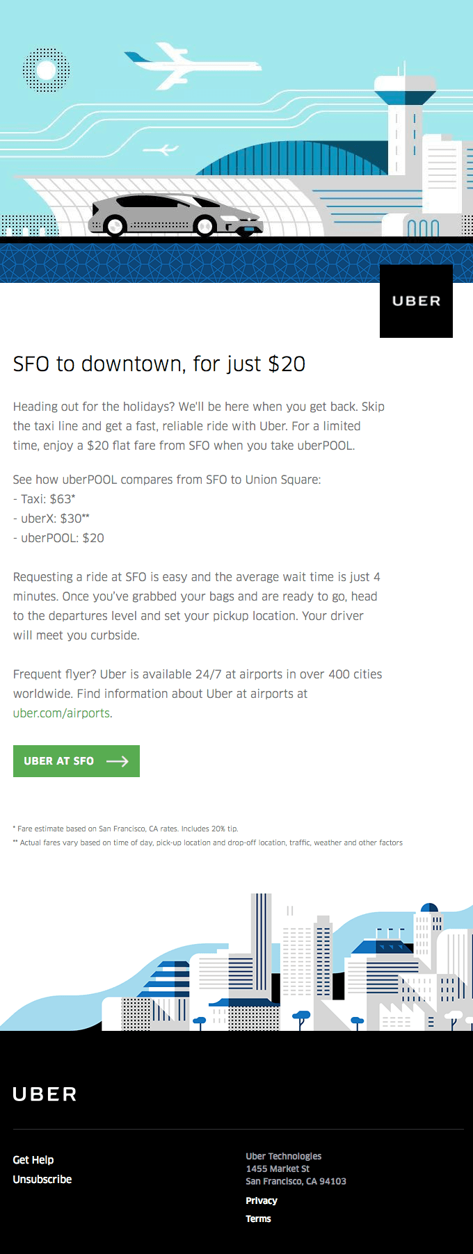 Flying back to the Bay? $20 flat fare from SFO
