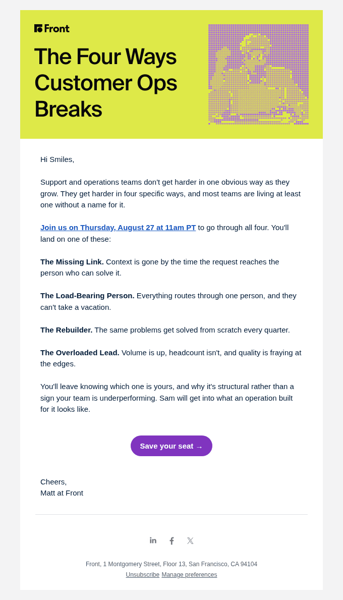The four ways customer ops breaks (live Aug 27)