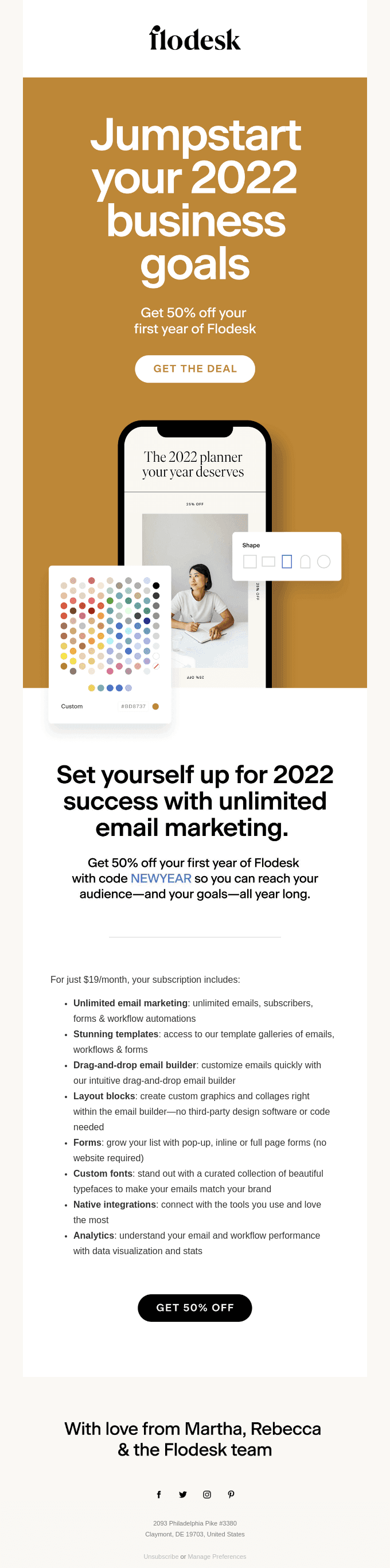 Get 50% off to jumpstart your 2022 business goals