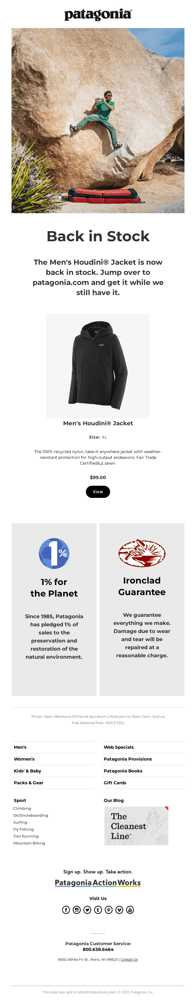 Get ready to rock. Your Men's Houdini® Jacket is back in stock.