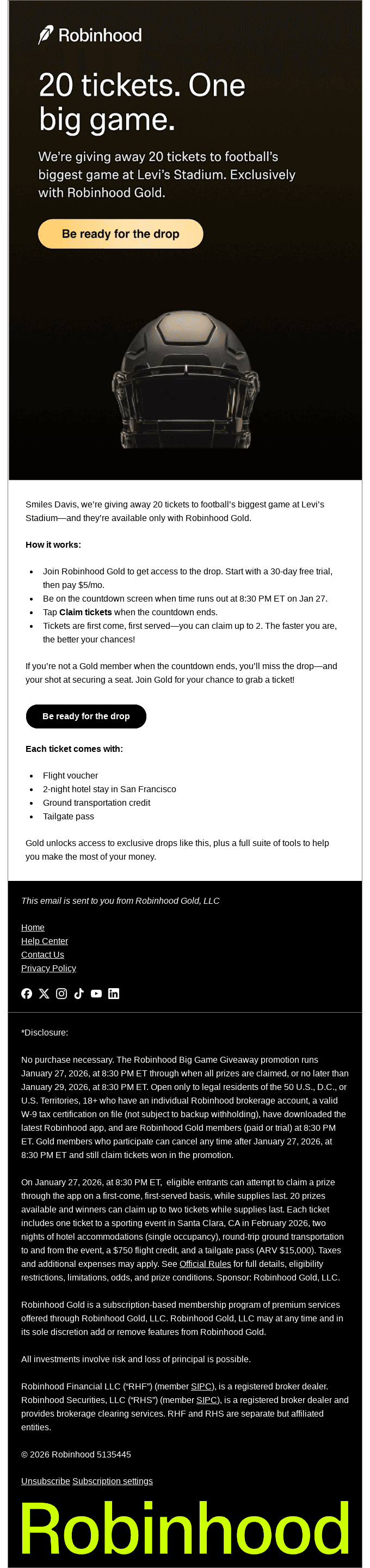 Get tickets to The Big Game, on us