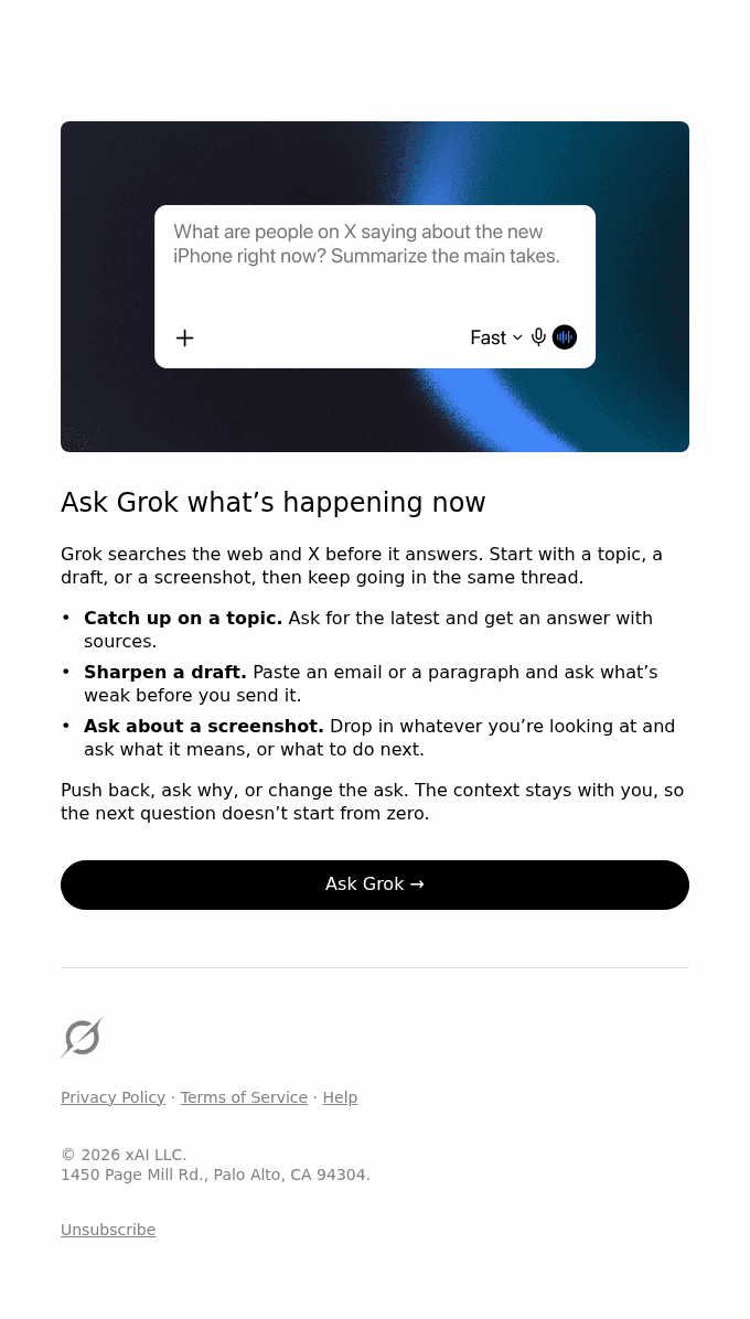 Ask Grok what's happening now
