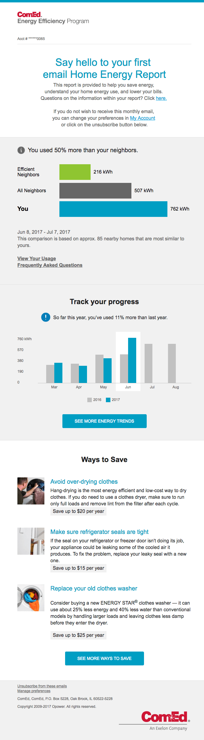 Hi Smiles Davis, your ComEd Home Energy Report is here