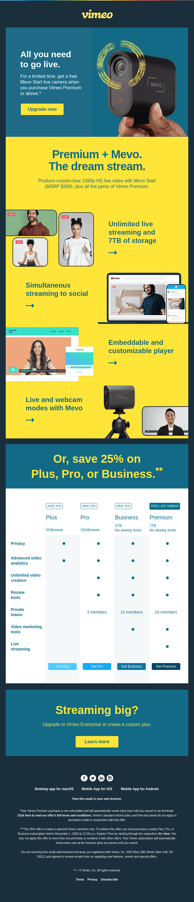 Join Vimeo Premium, now with a free camera