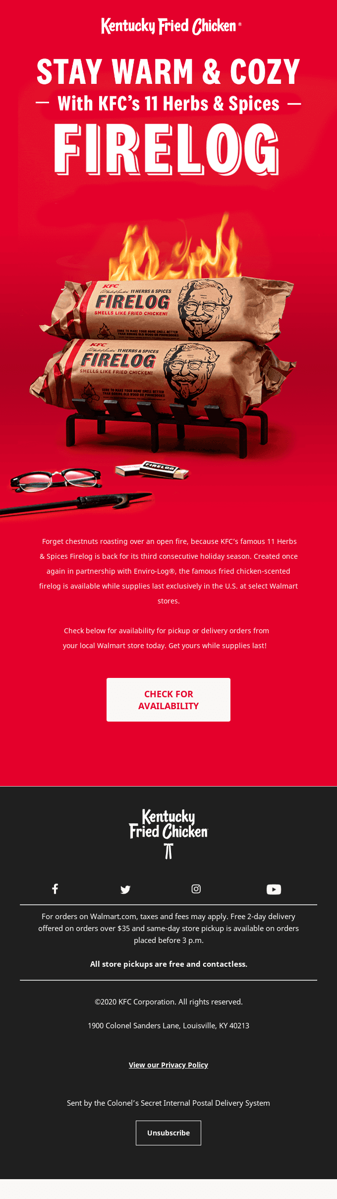 KFC 11 Herbs & Spices Firelogs are the Ultimate Holiday Gift – Get yours while supplies last!
