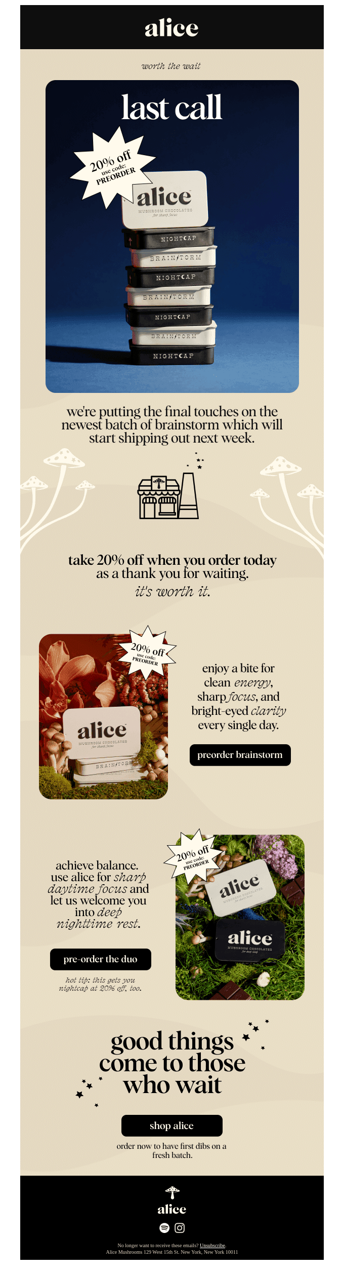 LAST CALL FOR 20% OFF PRE-ORDERS