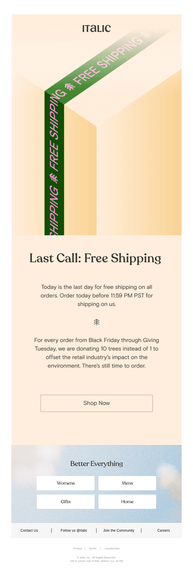 Last chance for free shipping