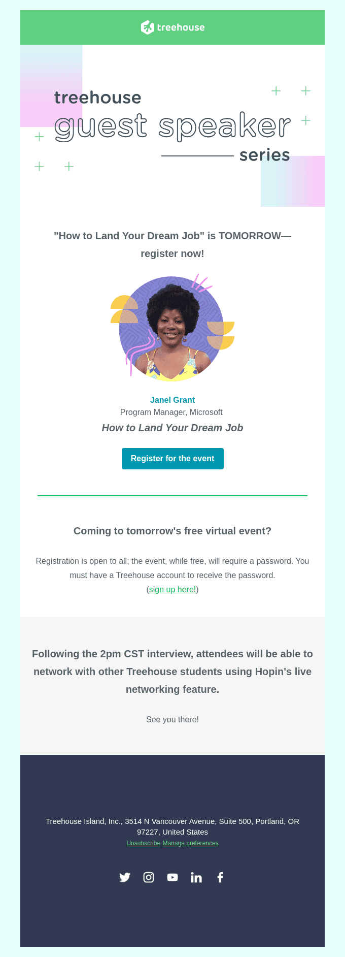 Last chance to register for tomorrow's free "How To Land Your Dream Job" event