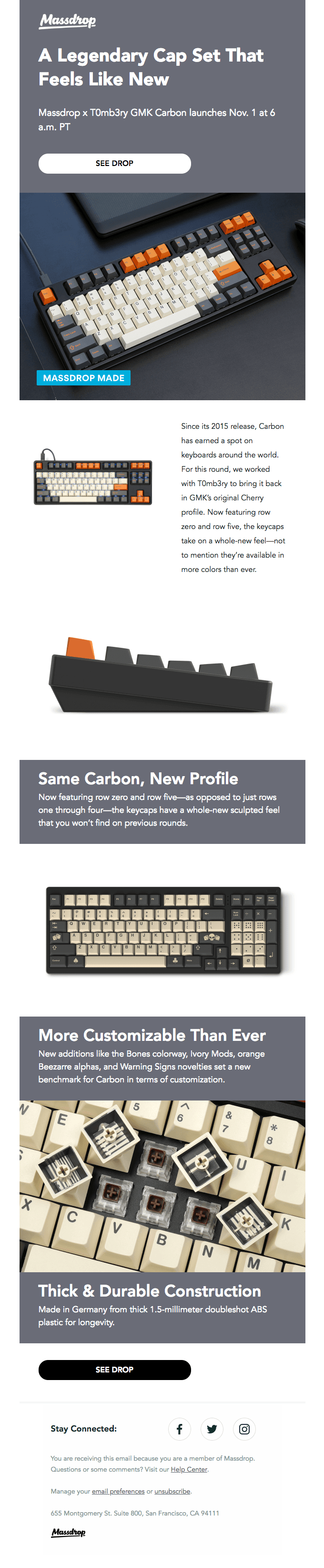 Massdrop x T0mb3ry GMK Carbon Custom Keycap Set: Available Thursday