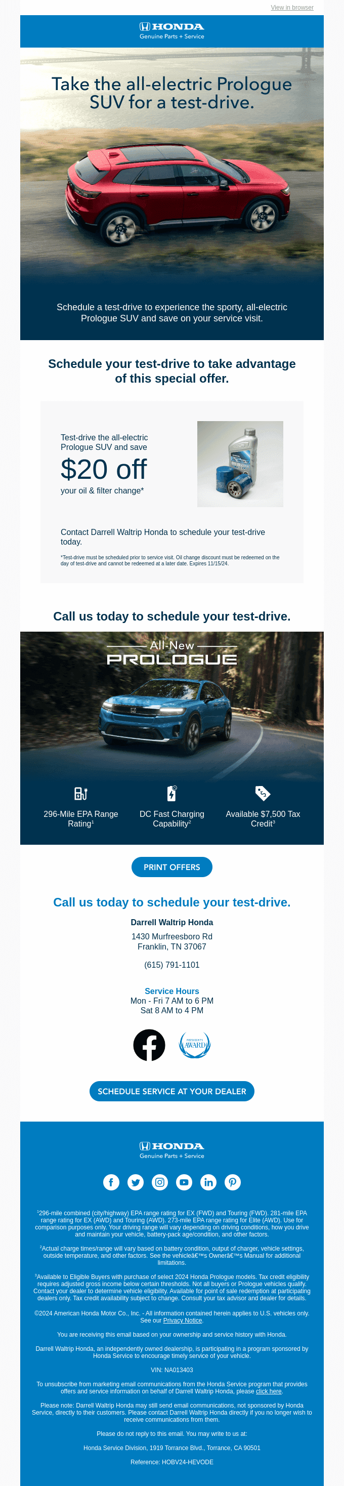 Smiles Davis, test-drive the Prologue and save on service for your Accord Sedan.