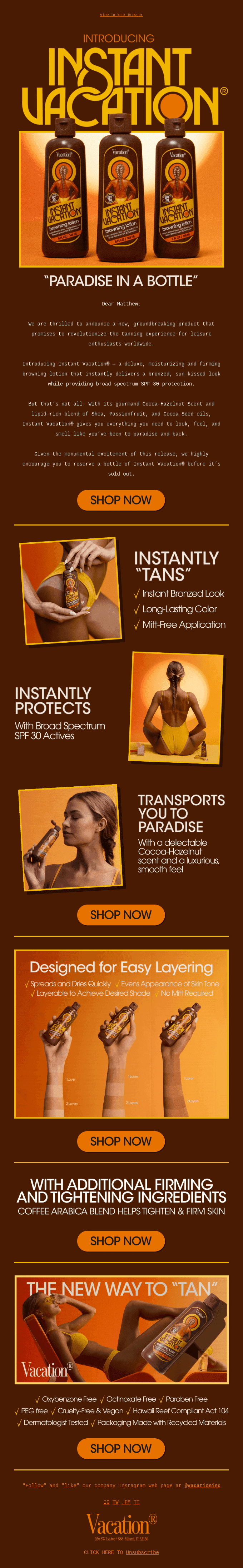 NEW PRODUCT: Instant Vacation® SPF 30