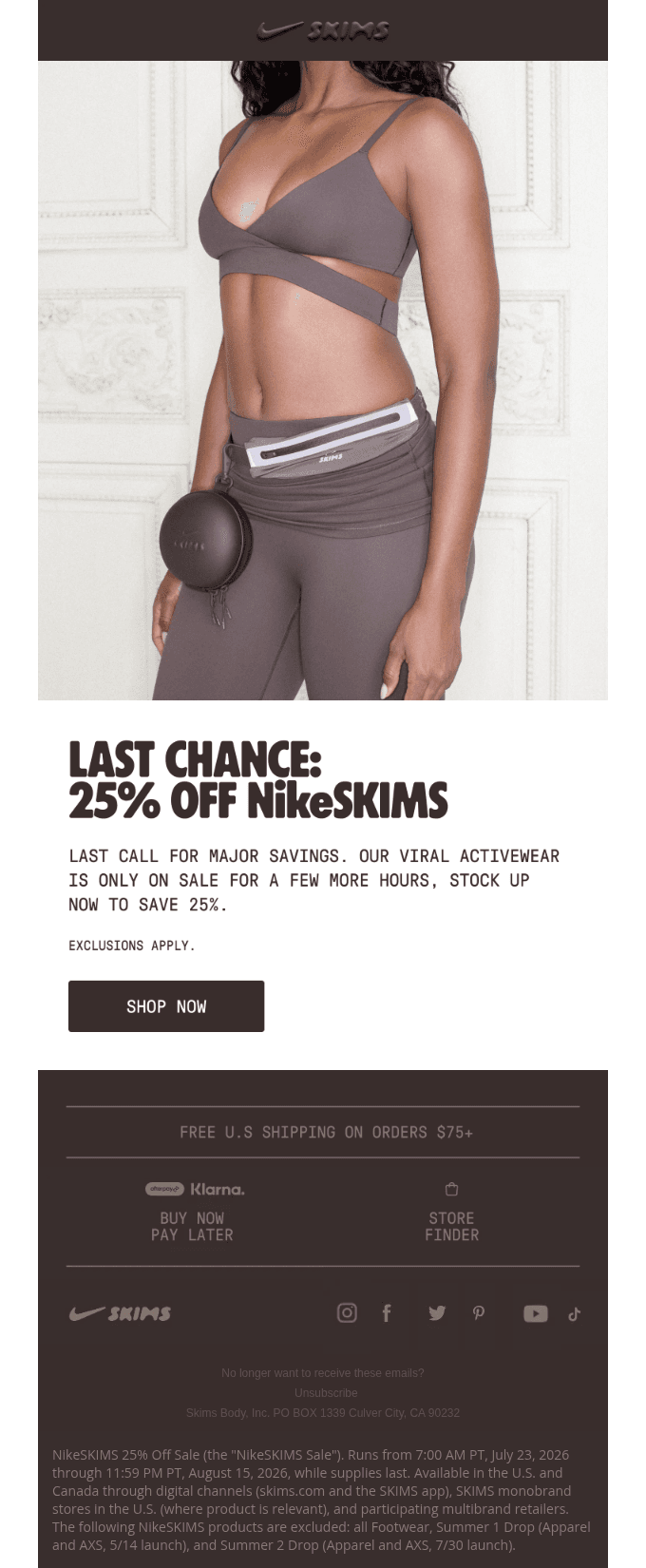 LAST CHANCE 25% OFF NikeSKIMS