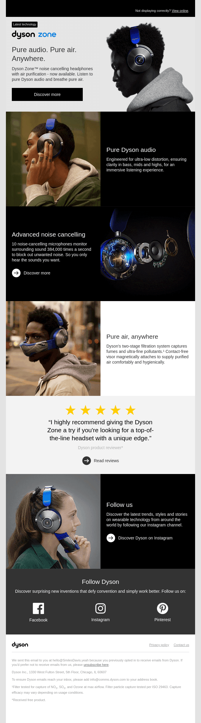 Now available: Dyson Zone™ headphones with air purification