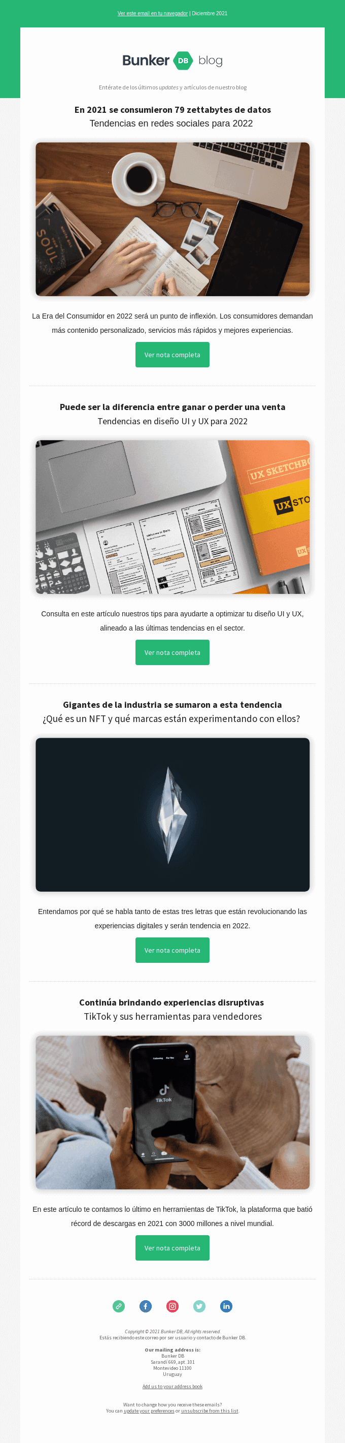 🚀 Nuevo desde nuestro blog: ¡Diciembre es de tendencias! Compartimos las mejores, para que las contemples en 2022