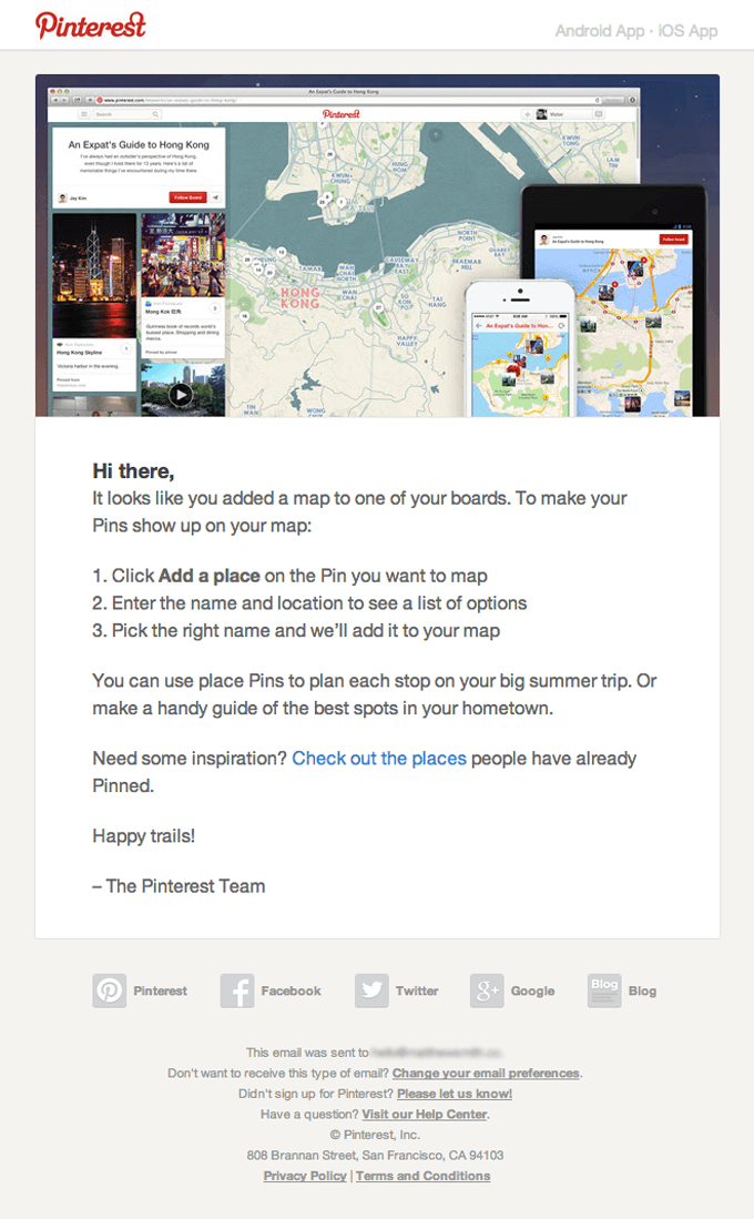 Onboarding Tutorial Email Design from Pinterest