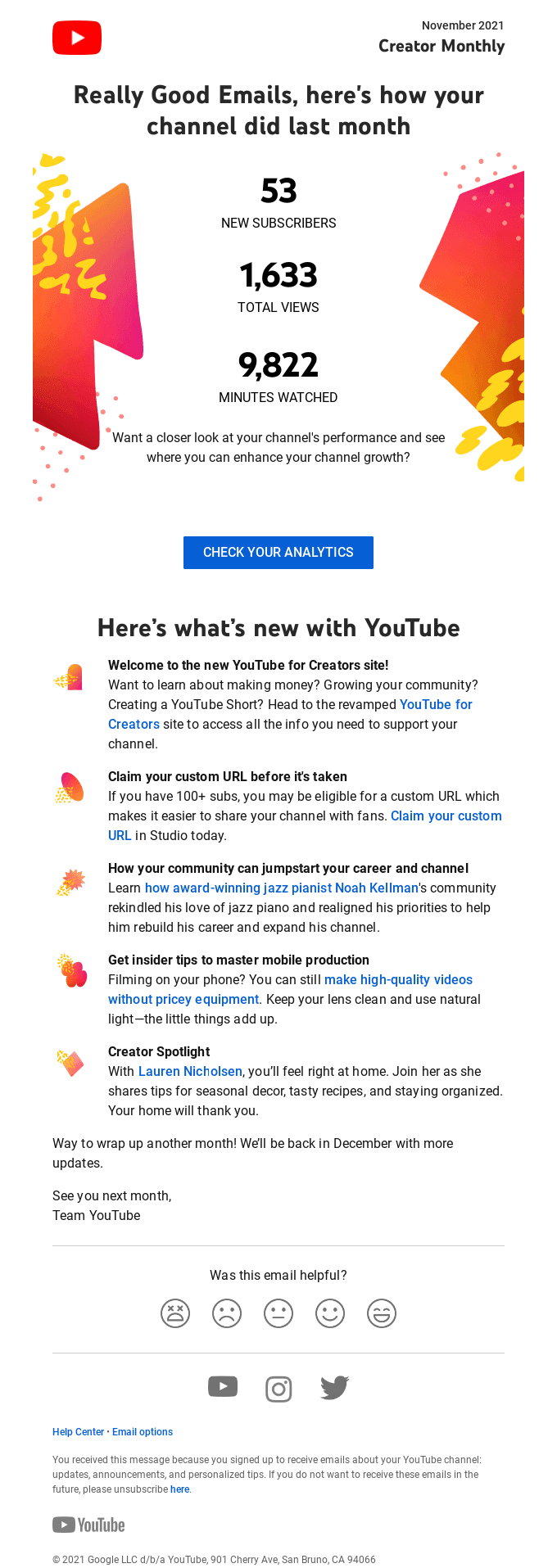 Really Good Emails, get tips for success from the November Creator Monthly Newsletter!
