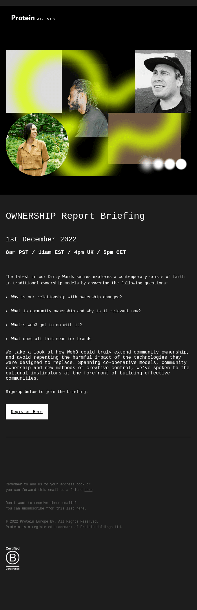 REMINDER - OWNERSHIP Report Briefing - 1st December