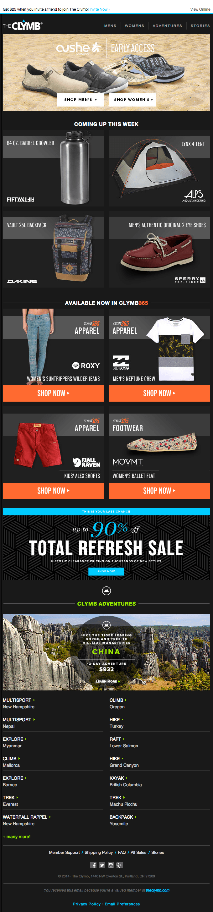 Responsive Newsletter Email Design from Clymb