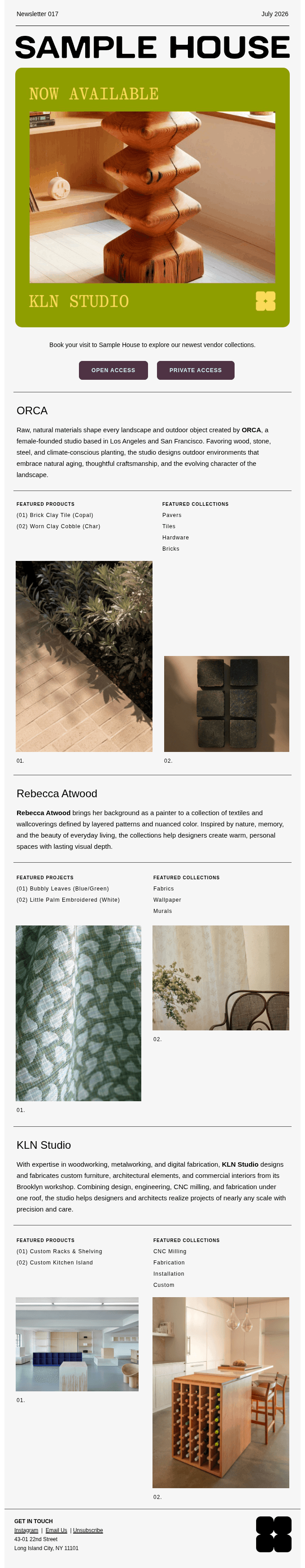 Now Available: ORCA Living, Rebecca Atwood & KLN Studio