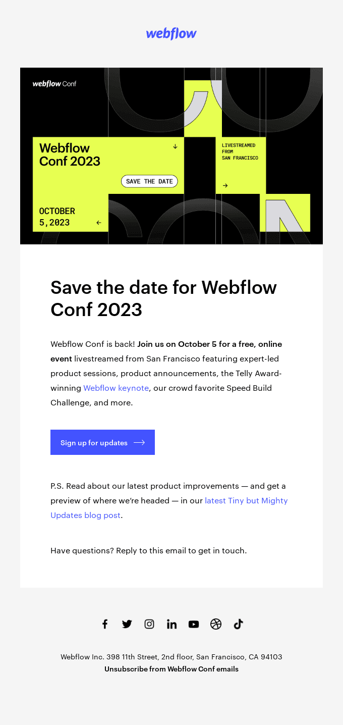 Save the date for Webflow Conf 2023