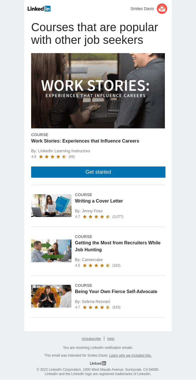 Smiles Davis, explore courses to prepare for your job search