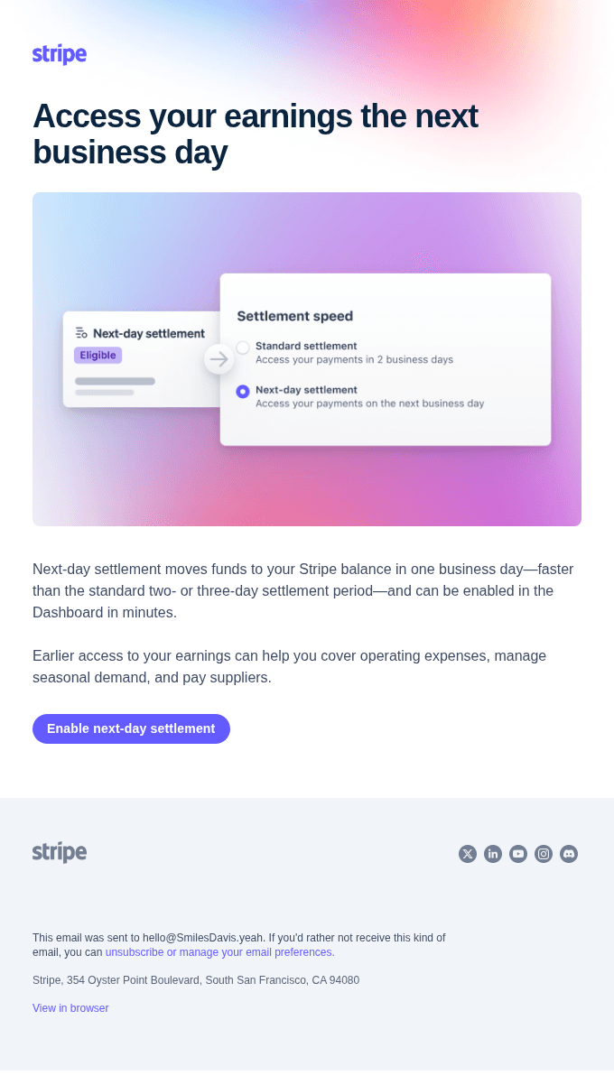 Your funds, available one business day sooner
