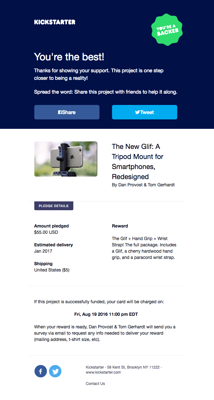 Thanks for backing The New Glif: A Tripod Mount for Smartphones, Redesigned by Dan Provost
