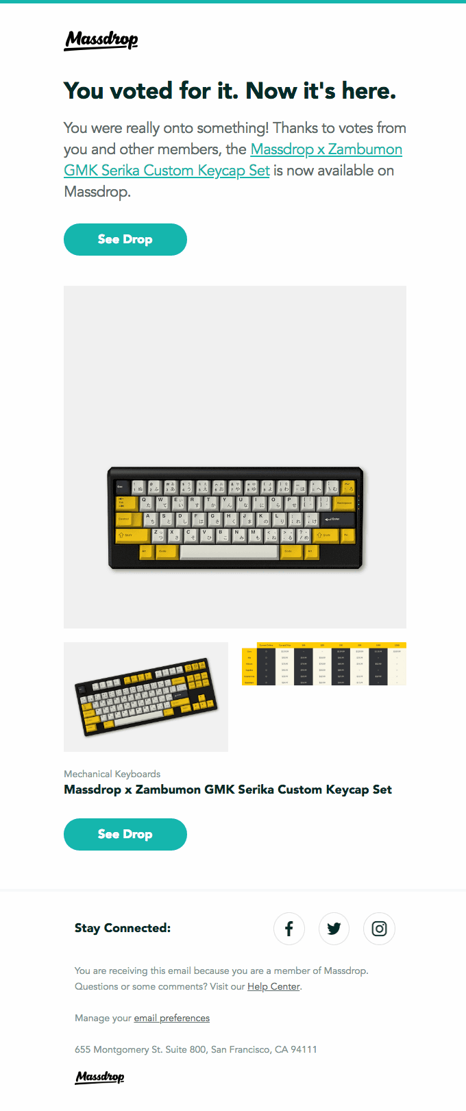 The Massdrop x Zambumon GMK Serika Custom Keycap Set is now available.