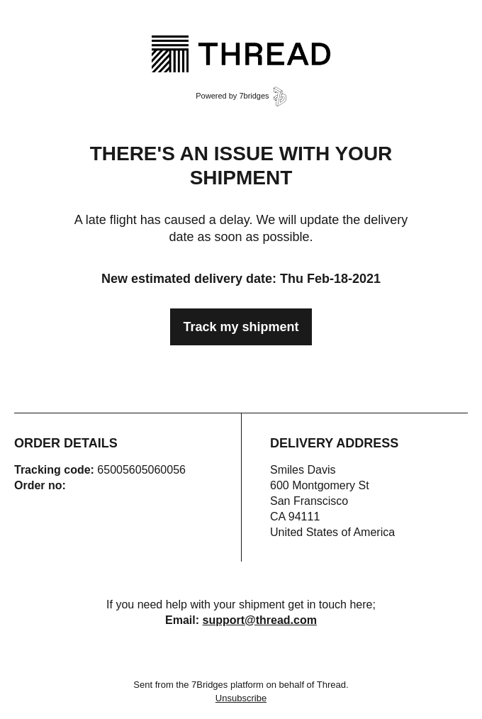 There's an Issue with Your Thread Shipment #65005605060056