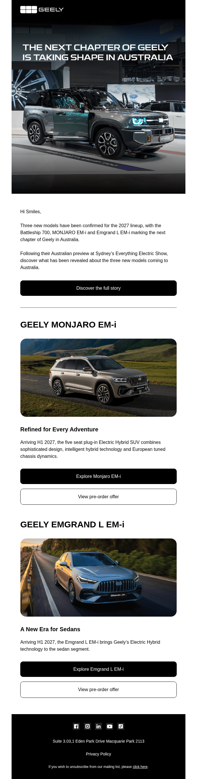 Three New Geely Models. One Exciting Future.