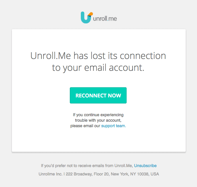 Unroll.Me has stopped working